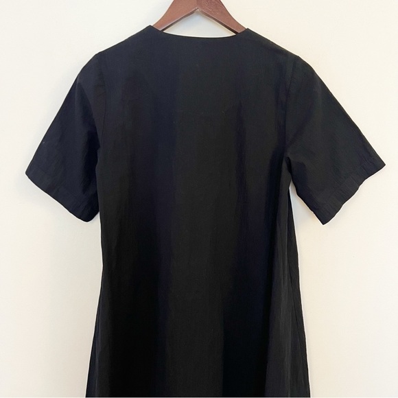 Elohim by Sabrina Goh Nayeli Black Midi A-line Dress Size Small Cotton Pockets - Picture 9 of 10